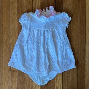 Petit Bateau - White Baby Dress with Pink Polka Dots